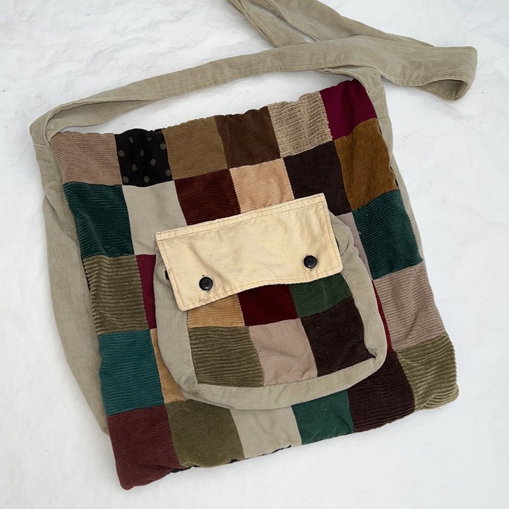 Vintage Patchwork Flap Top Message Bag - image 1